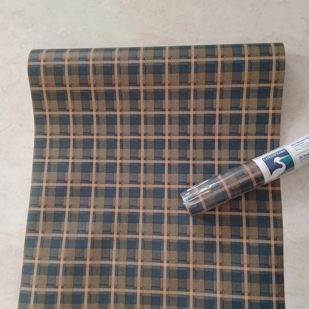 Wallpaper Navy & Beige Plaid - Picture 2 of 8